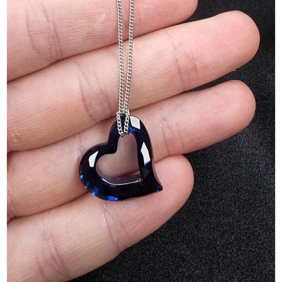 Rare Find Early 2000s Swarovski Heart Pendant Necklace With Crystal Blue Charm - Picture 6 of 6